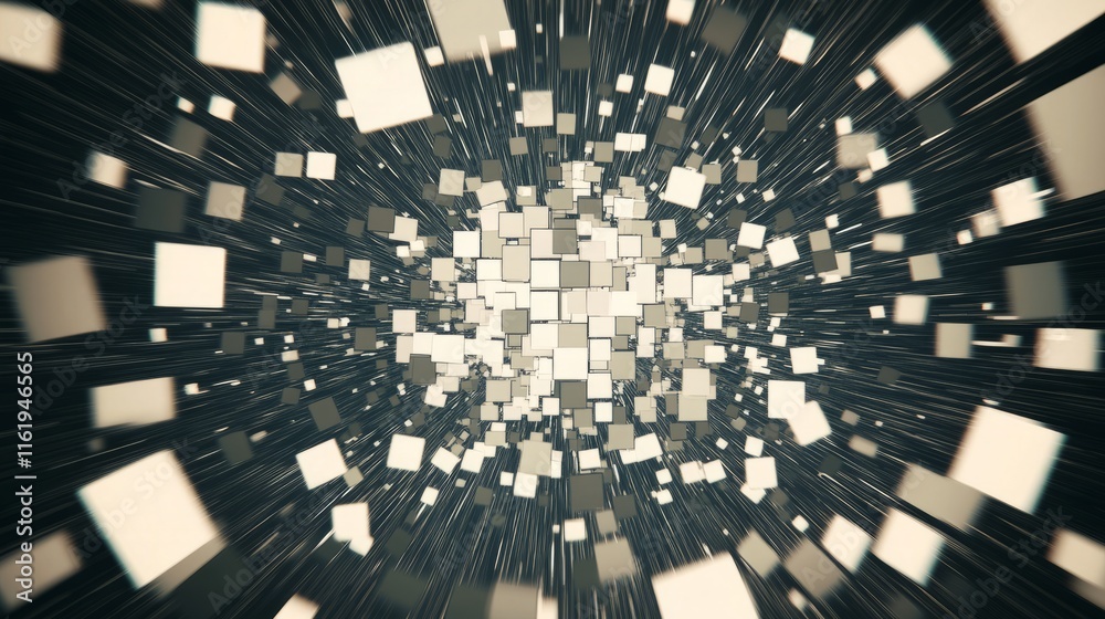 Obraz premium Abstract 3D Cube Explosion Digital Art Visualization
