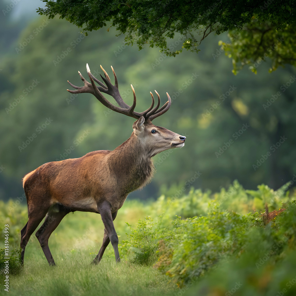 deer on the green background during the deer deer on the green background during the deer