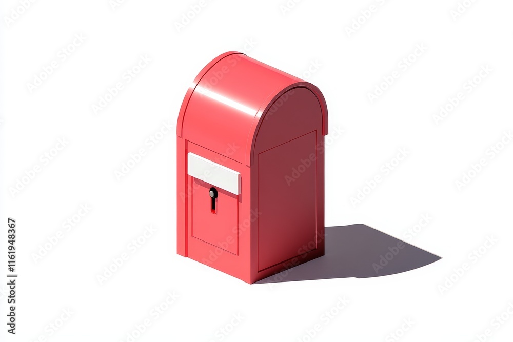 Red mailbox, isometric view, isolated on white background. Red mailbox, isometric view, isolated on white background.