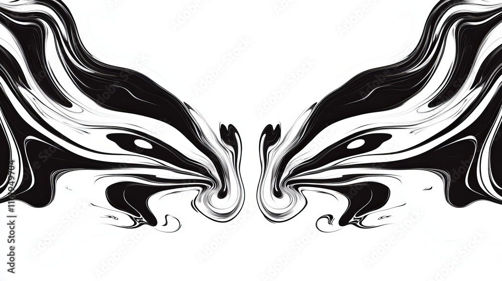 Fototapeta premium Abstract Black And White Swirling Ink Art Design