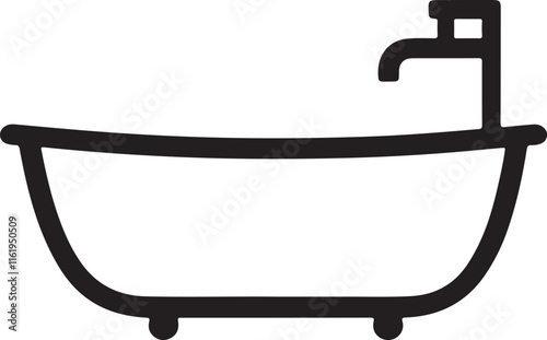 bathtub icon silhouette style vector minimal art illustration on a white background.
