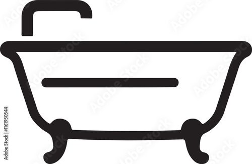 bathtub icon silhouette style vector minimal art illustration on a white background.
