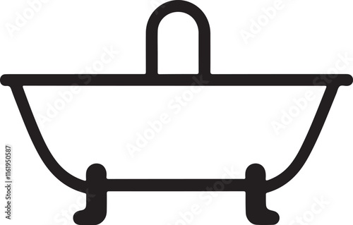 bathtub icon silhouette style vector minimal art illustration on a white background.
