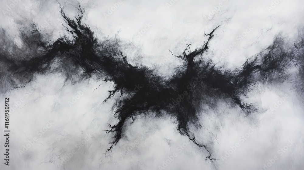Abstract Black Ink Splatter on White Canvas Abstract Black Ink Splatter on White Canvas