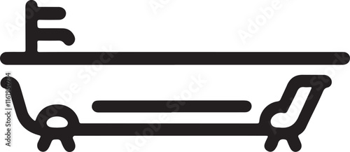 bathtub icon silhouette style vector minimal art illustration on a white background.
