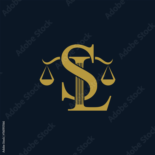 Initial letter SL LS justice law firm logo design inspiration