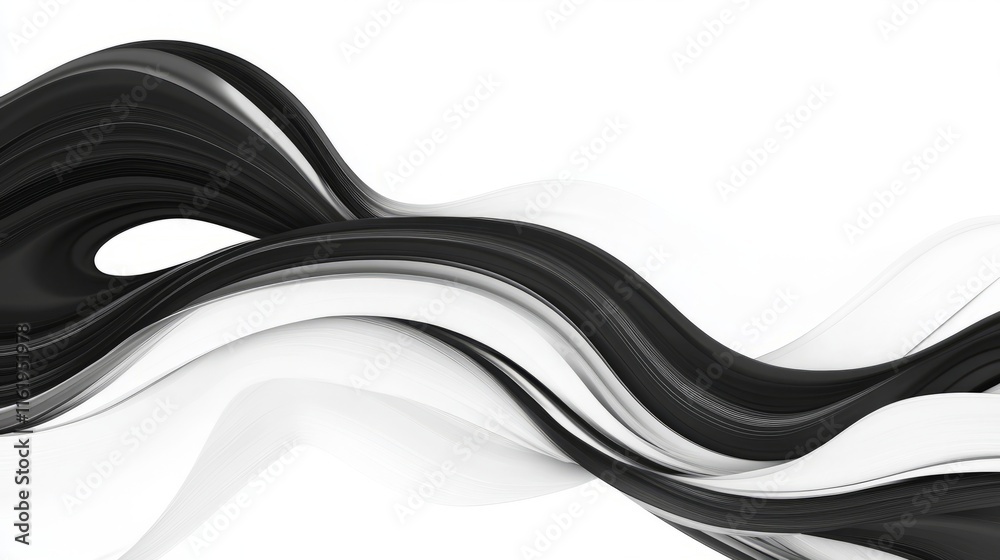 Fototapeta premium Abstract Black White Wave Design Swirling Flow
