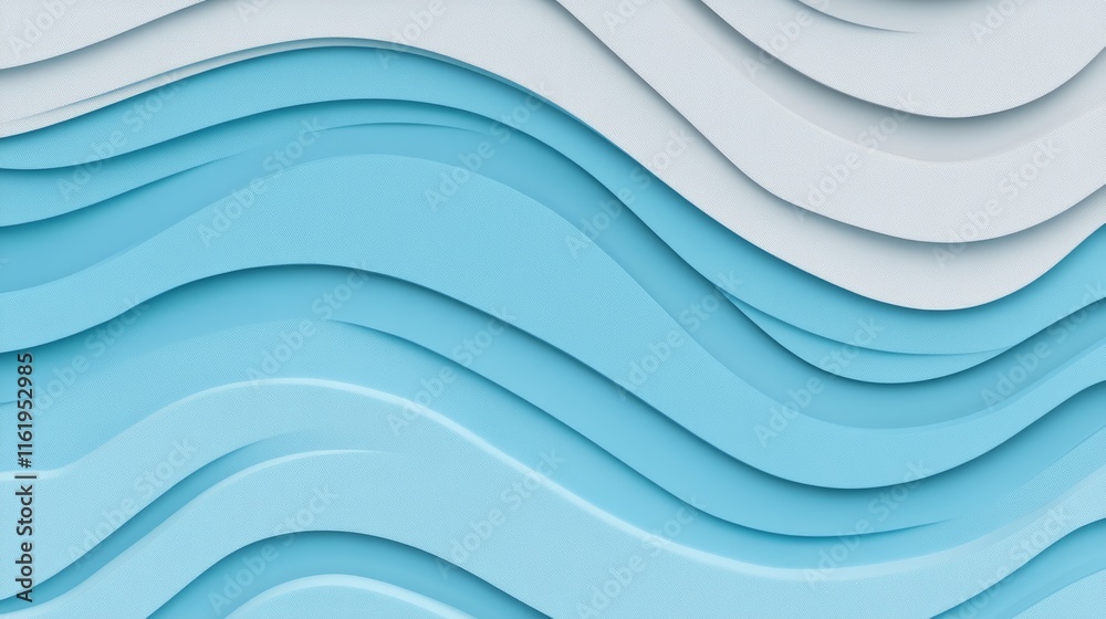 Obraz premium Abstract Blue and White Wave Paper Cut Design