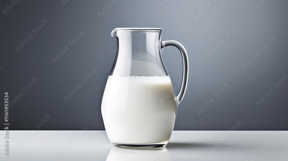 Minimalist Glass Jug Filled with Fresh Milk Perfect for Elegant Home Styling Kitchen Decor and Lifestyle Photography