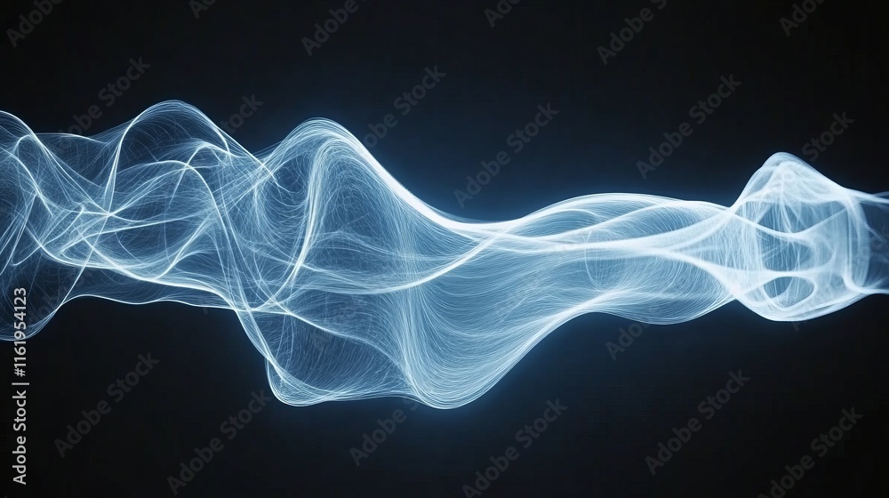 Fototapeta premium Abstract Blue Energy Wave Flowing Dark Background
