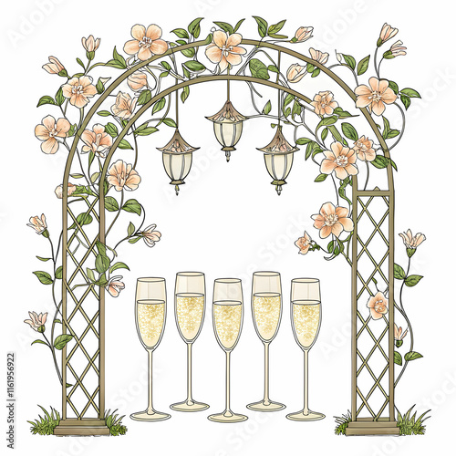 wine goblet trellis champagne flute flower