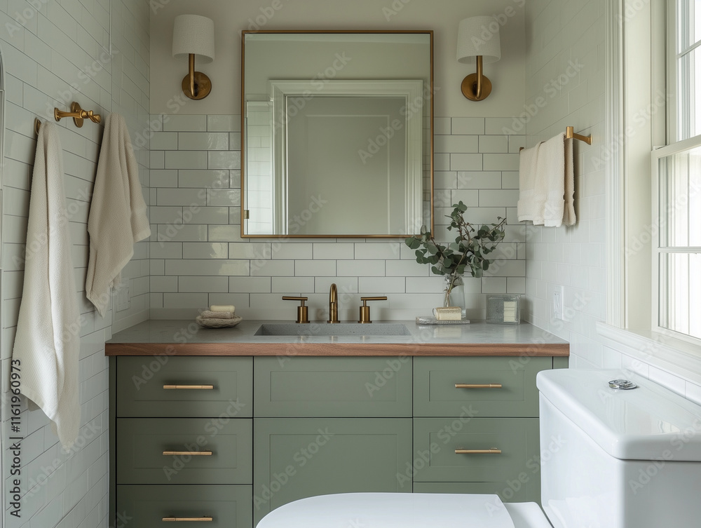 Grey slate tiles on the walls bathroom a natural look. A deep soaking bathtub sits near a wooden sink bar supported by teal cabinets. Grey slate tiles on the walls bathroom a natural look. A deep soaking bathtub sits near a wooden sink bar supported by teal cabinets.