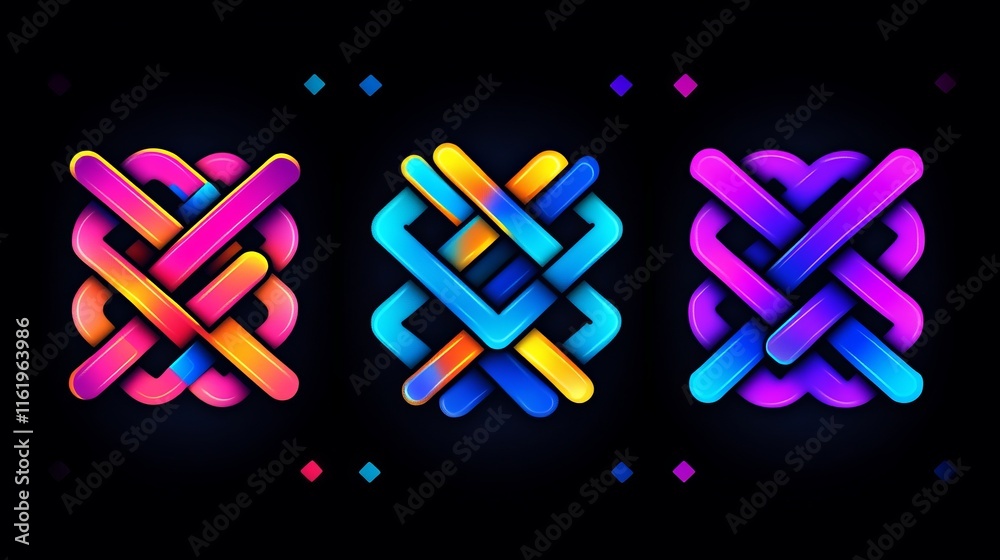 Obraz premium Abstract Colorful Interlocking Geometric Designs