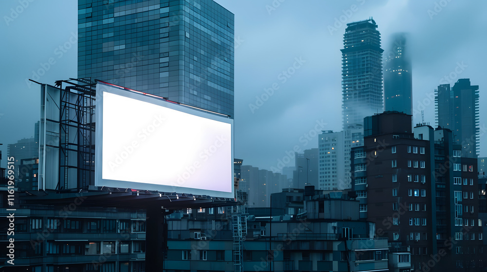 Obraz premium A blank billboard on the street in downtown