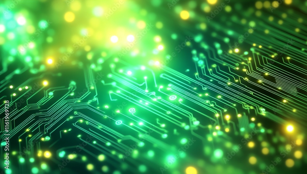 Abstract glowing green circuit board texture. Abstract glowing green circuit board texture.