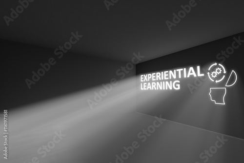 EXPERIENTIAL LEARNING rays volume light concept 3d illustration