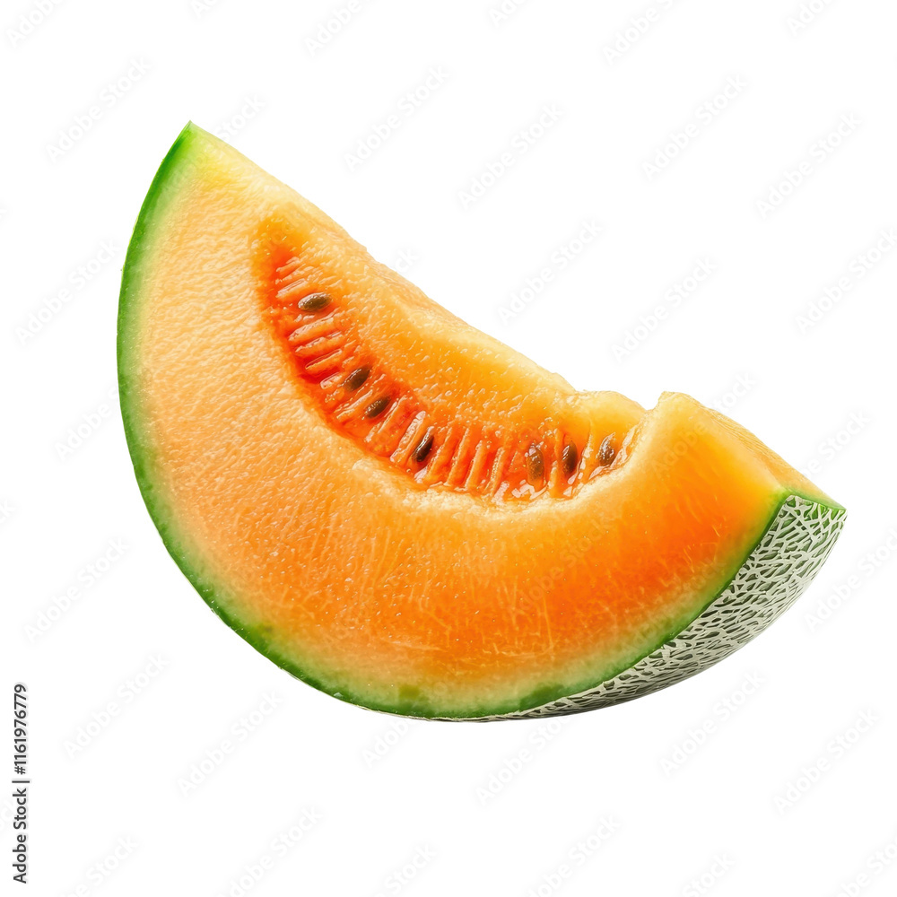 Fresh Slice of Orange Melon Isolated on White Background Fresh Slice of Orange Melon Isolated on White Background