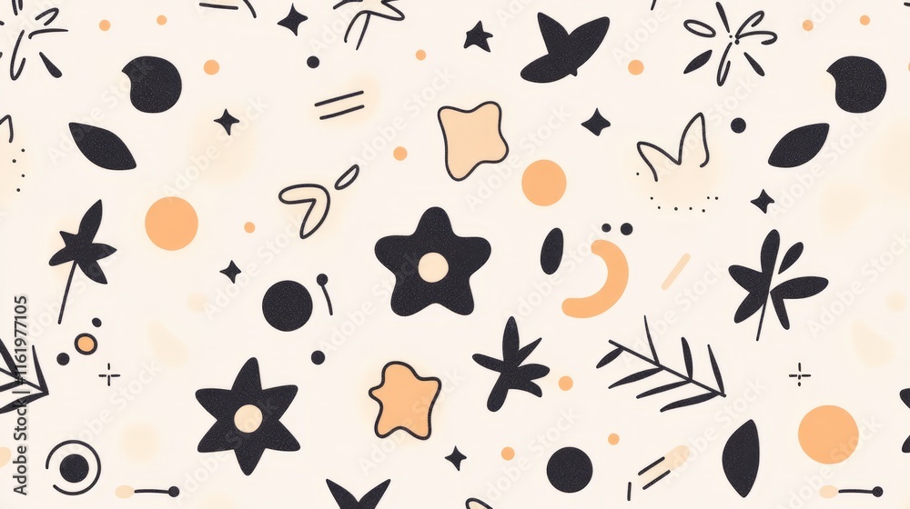 Fototapeta premium Abstract Floral Pattern Pastel and Dark Shapes