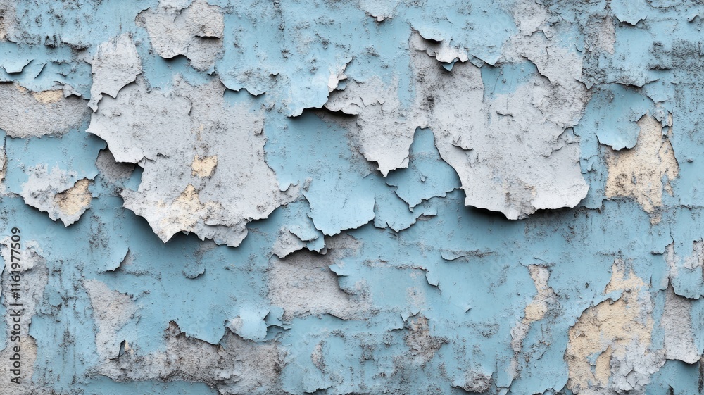 Flaking Blue Paint on Weathered Wall Surface Flaking Blue Paint on Weathered Wall Surface
