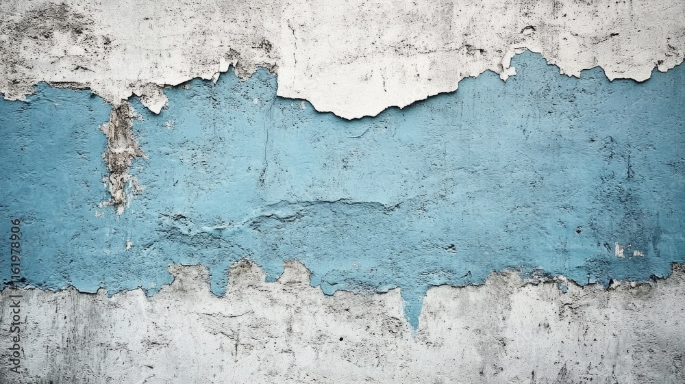 Obraz premium Weathered Wall Shows Blue Paint Underneath White