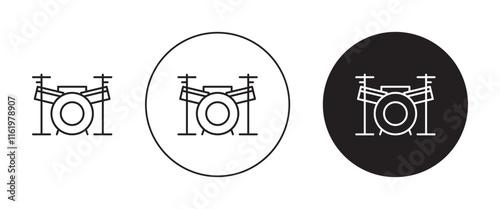 Drum set icon vector icons set in black and blue format photo