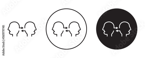 Interpersonal relationship icon vector icons set in black and blue format