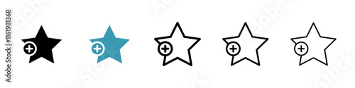 Star favorite icon vector icons set in black and blue format