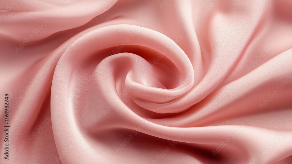 Obraz premium A close-up of soft, pink satin fabric elegantly swirling.