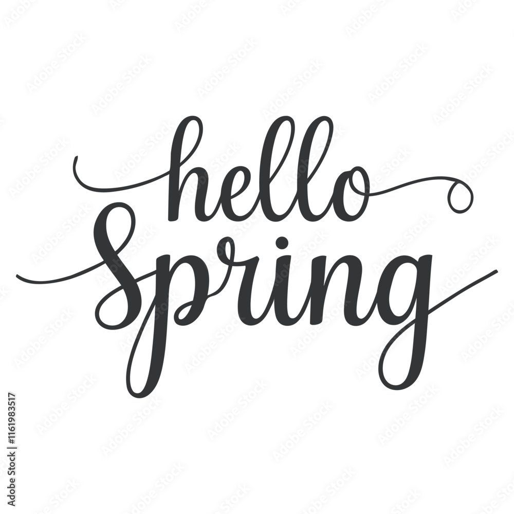 Hello Spring Lettering  art vector design with white background