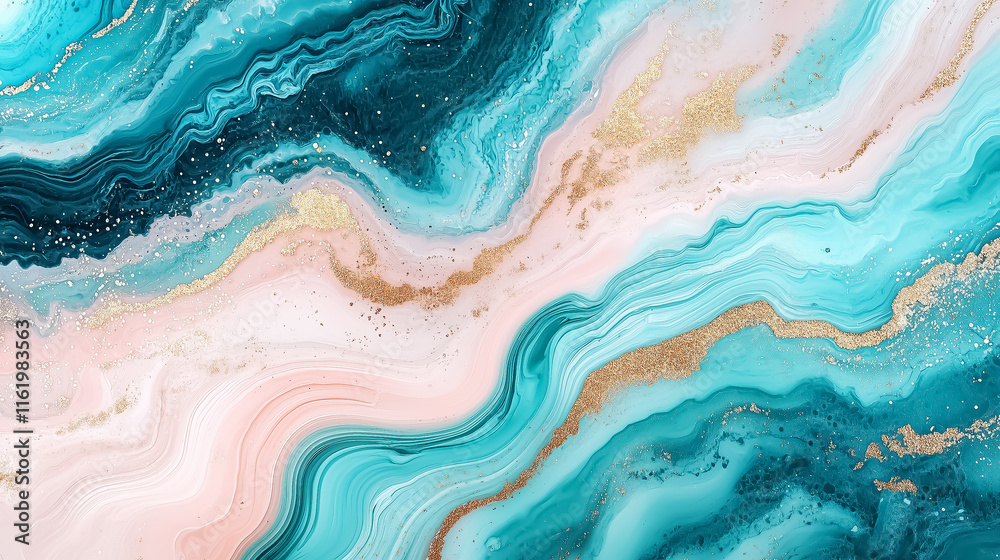 Stunning abstract fluid art in teal and pink with golden accents, perfect for wall art, digital wallpaper, and elegant home decor designs. Stunning abstract fluid art in teal and pink with golden accents, perfect for wall art, digital wallpaper, and elegant home decor designs.