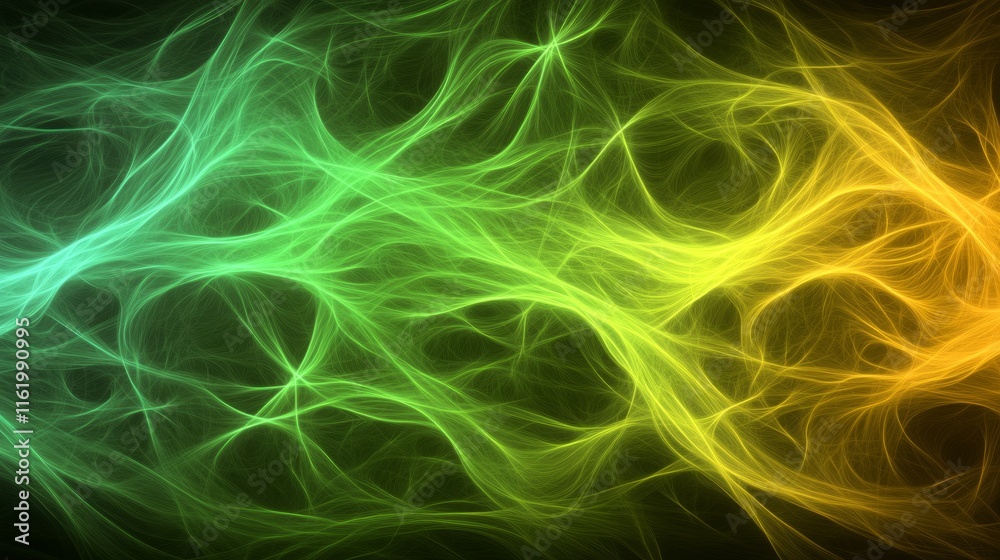 Naklejka premium Abstract Green Yellow Energy Flowing Lines