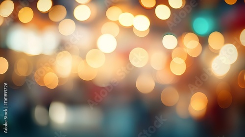 Soft cream background with blurry festival lights and outdoor celebration bokeh effect