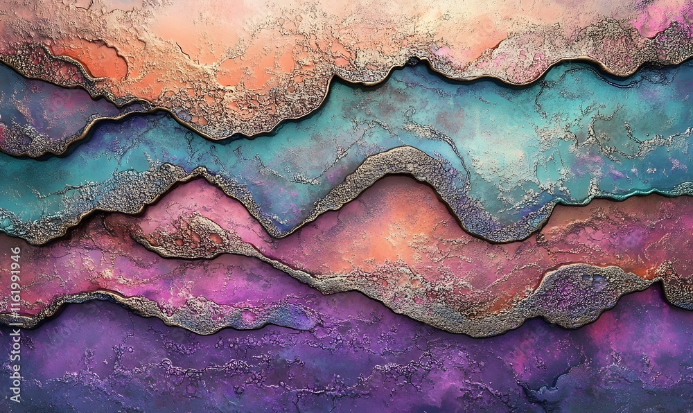 Abstract colorful layered texture with metallic accents. Abstract colorful layered texture with metallic accents.