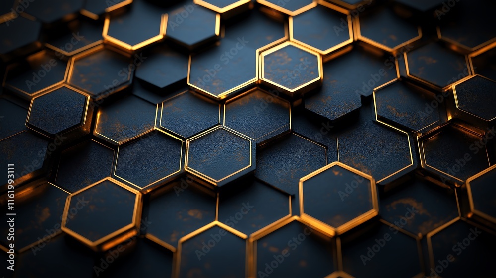 Dark Charcoal Background with Golden Hexagonal Patterns Dark Charcoal Background with Golden Hexagonal Patterns