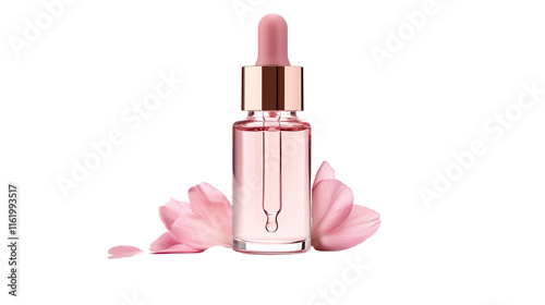 a glass serum bottle isolated on a transparent background 