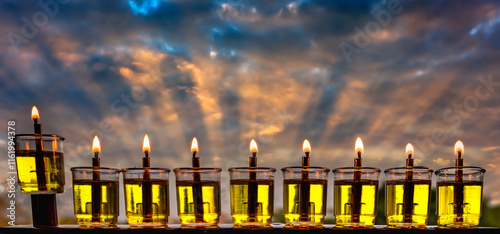 Hannukah natural design. Image depicts Jewish Holiday of Miracle Light – Hanu...