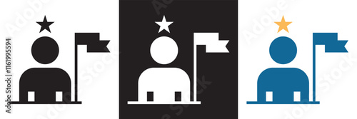 Success related  icons. Achievement, star, best, reward, medal etc.  Vector illustration. isolated on white and black background. EPS 10
