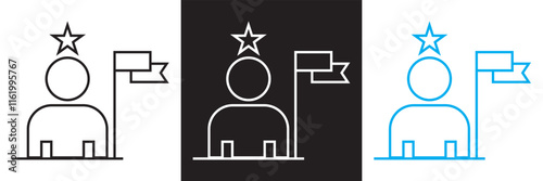 Success related  icons. Achievement, star, best, reward, medal etc.  Vector illustration. isolated on white and black background. EPS 10