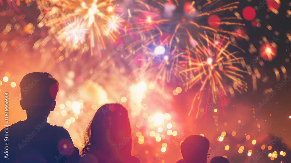 blissful people, watching fireworks during a festive evening, vibrant and dynamic, natural lighting, joyful mood, blissful people, watching fireworks during a festive evening, vibrant and dynamic, natural lighting, joyful mood,