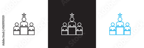 Success related  icons. Achievement, star, best, reward, medal etc.  Vector illustration. isolated on white and black background. EPS 10