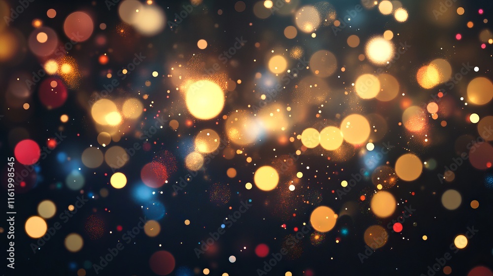 Abstract bokeh glare effect with glitters and christmas lights on black background - festive holiday vector illustration Abstract bokeh glare effect with glitters and christmas lights on black background - festive holiday vector illustration