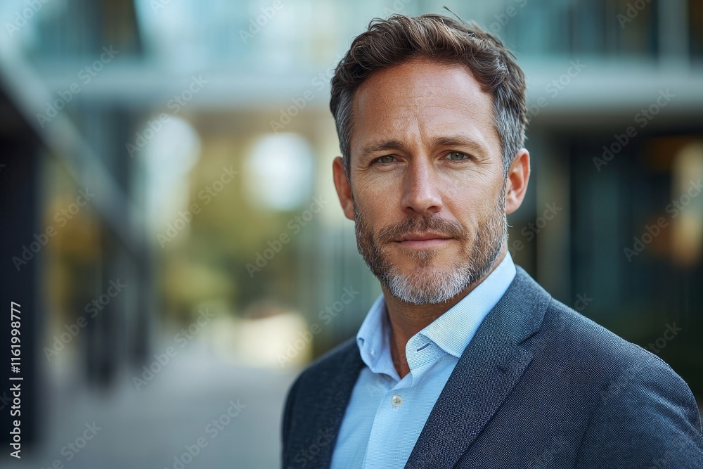 Naklejka premium Portrait of businessman outdoors, Generative AI
