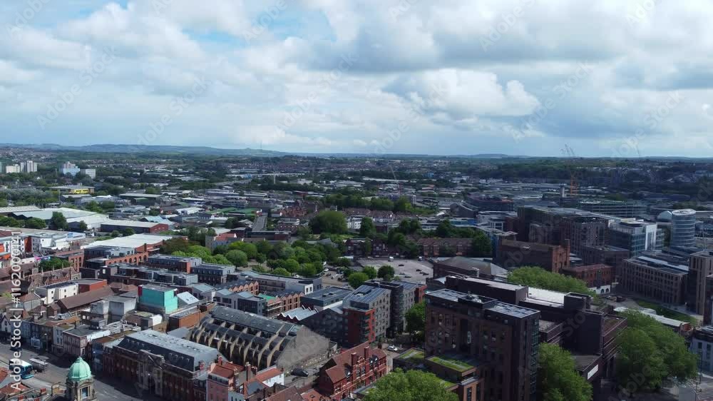 Central Bristol City of Southwest of England, United Kingdom. May 26th, 2024. The High Angle Footage Was Captured with Drone's Camera from Medium High Altitude. Central Bristol City of Southwest of England, United Kingdom. May 26th, 2024. The High Angle Footage Was Captured with Drone's Camera from Medium High Altitude.