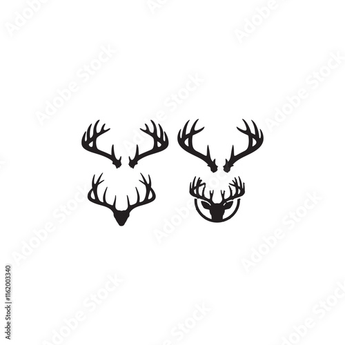 create a Deer antlers silhouette vector icon desing with a white background