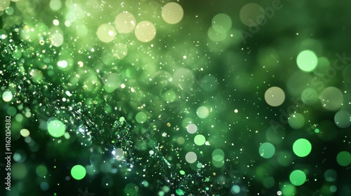Vibrant green abstract background with soft bokeh light effects