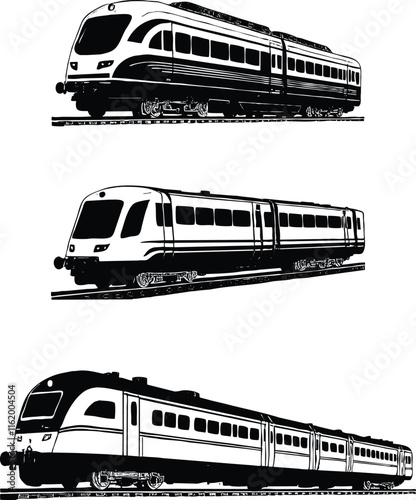 Set of train vector black and white