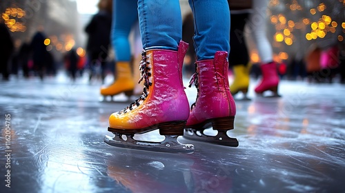 Wallpaper Mural Colorful Ice Skates On Winter Ice Rink Torontodigital.ca