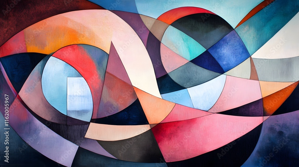 Fototapeta premium Hard geometric lines against soft curving arcs creating a visually engaging composition with distinct contrasts