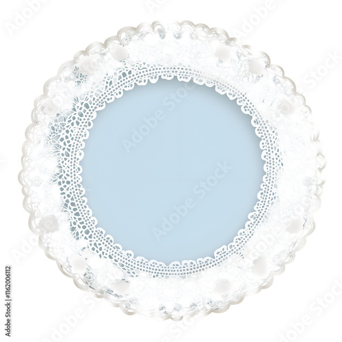 Vintage style oval lace frame with a soft pastel background, Isolated on transparent or white background cut out photo