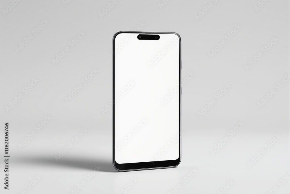 Minimalistic smartphone mockup with an empty white screen, placed on a light gray background. Concept of app design, online interface preview. Ai generative Minimalistic smartphone mockup with an empty white screen, placed on a light gray background. Concept of app design, online interface preview. Ai generative